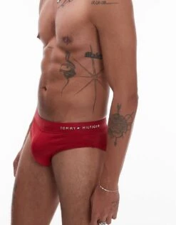 Tommy Hilfiger Original Logo Swim Briefs In Purple Red For Men -Tommy Hilfiger Store 208111593 3