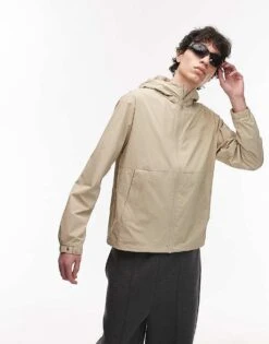 Tommy Hilfiger Logo Patch Hooded Jacket In Beige For Men -Tommy Hilfiger Store 208267751 1 beige 1