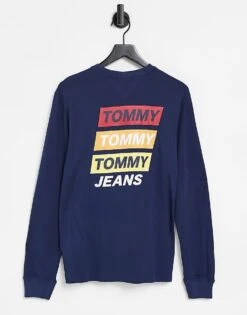 Tommy Jeans Back Mountain Print Long Sleeve Top In Navy For Men Twilight Navy -Tommy Hilfiger Store 21359576 1 twilightnavy 1