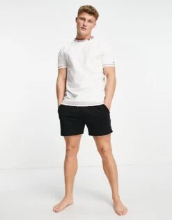 Tommy Hilfiger Lounge T-shirt With Neck Logo Taping In White For Men -Tommy Hilfiger Store 23616081 4