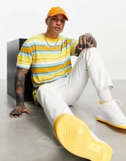 Tommy Jeans Linear Logo Multistripe T-shirt In Pollen Yellow For Men Pollen / Multi -Tommy Hilfiger Store 23782067 4