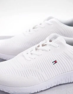 Tommy Hilfiger Knit Runner Trainer With Small Flag Logo In White For Men -Tommy Hilfiger Store 23959177 3