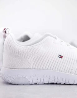 Tommy Hilfiger Knit Runner Trainer With Small Flag Logo In White For Men -Tommy Hilfiger Store 23959177 4