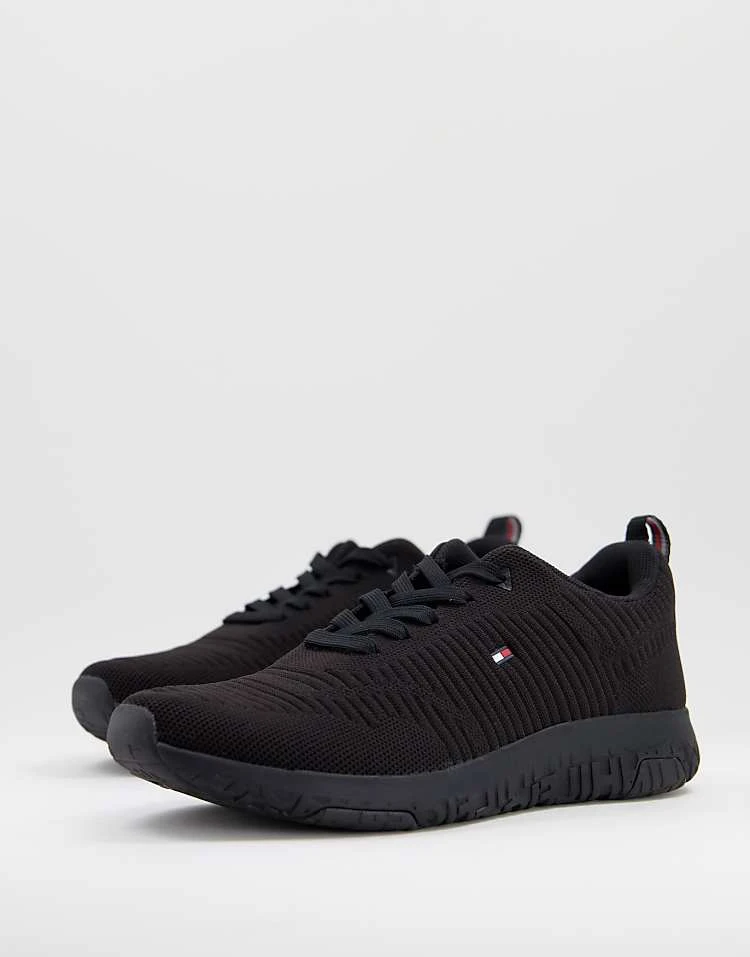 Tommy Hilfiger Knit Runner Trainer With Small Flag Logo In Black For Men 3 Tommy Hilfiger Knit Runner Trainer With Small Flag Logo In Black For Men
